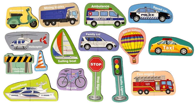 Набор магниты-пазлы на холодильник Транспорт 29 деталей (384)