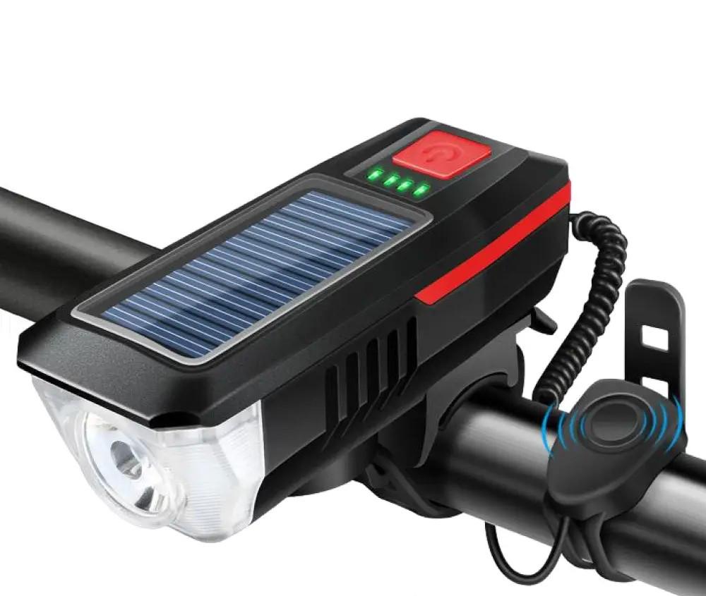 Ліхтар велосипедний Solar LY-17 на сонячній батареї USB-зарядкою та сигналом Чорний/Червоний (31774020)