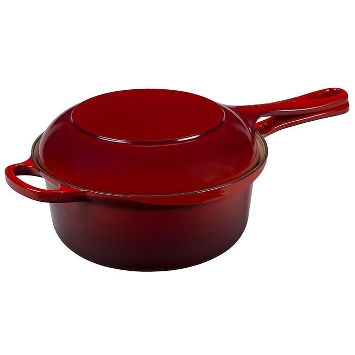 Ковш с крышкой-сковородкой Le Creuset 22 см Вишневый