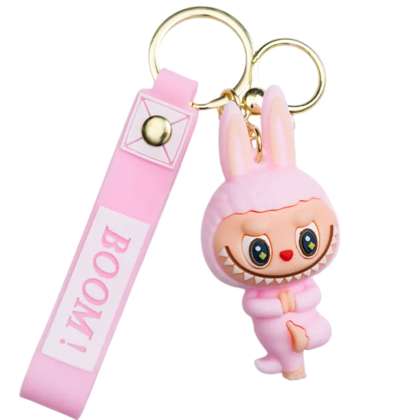 Брелок для ключей Лабубу Pink Yoga 4х8 см Розовый