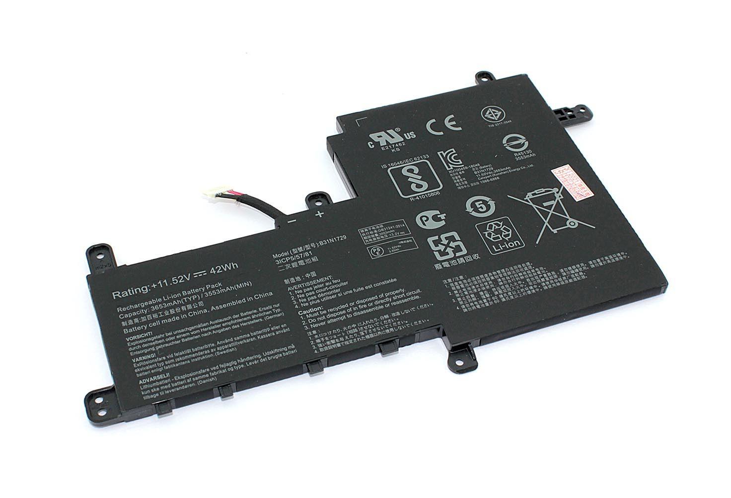 Аккумулятор для ноутбука Asus B31N1729 VivoBook S15 S530UA 11,52 V 3653 mAh OEM Black