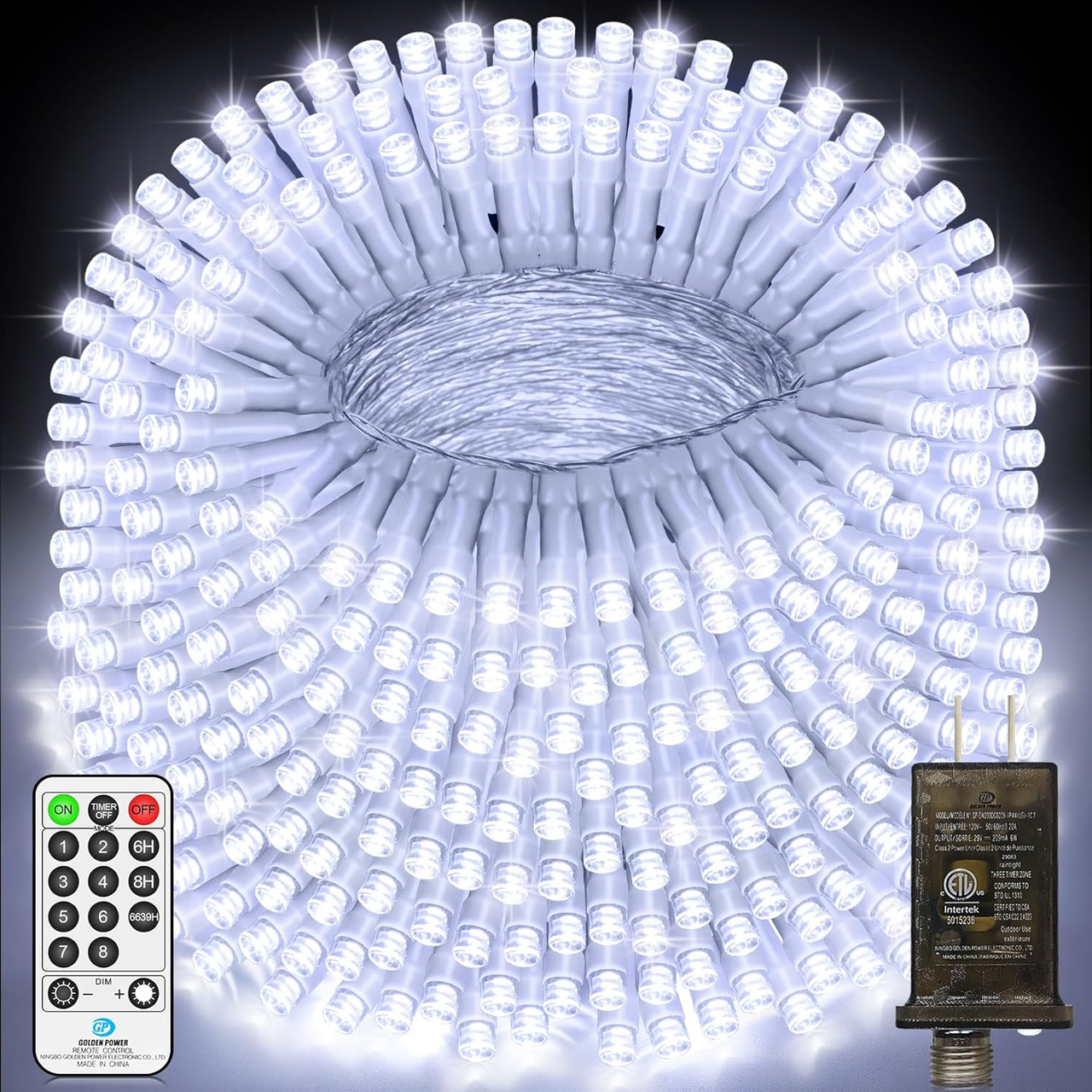 Гирлянда уличная с дистанционным таймером, 8 режимов освещени 50 м 300 LED Теплый белый свет