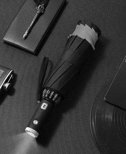 Парасолька складна автомат з ліхтариком 18522 62х105 см Чорний (5010823)