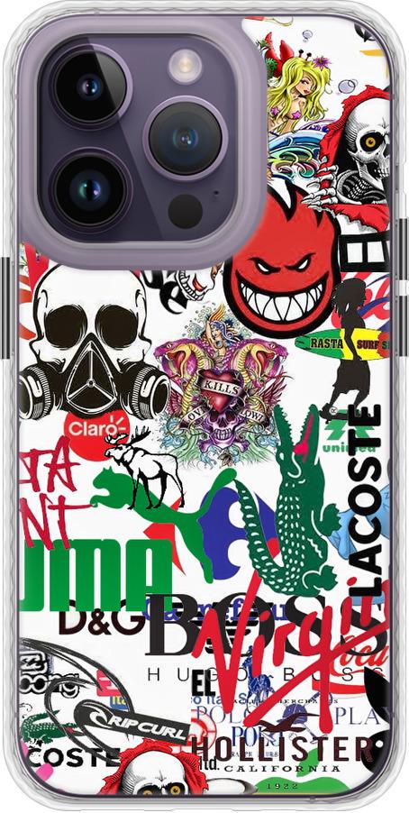 Чехол на iPhone 14 Pro Many different logos (4022pc-2646-42517)