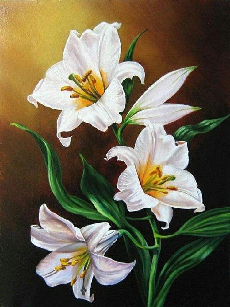 Алмазная мозаика Белые Лилии 30x40 см (22822)