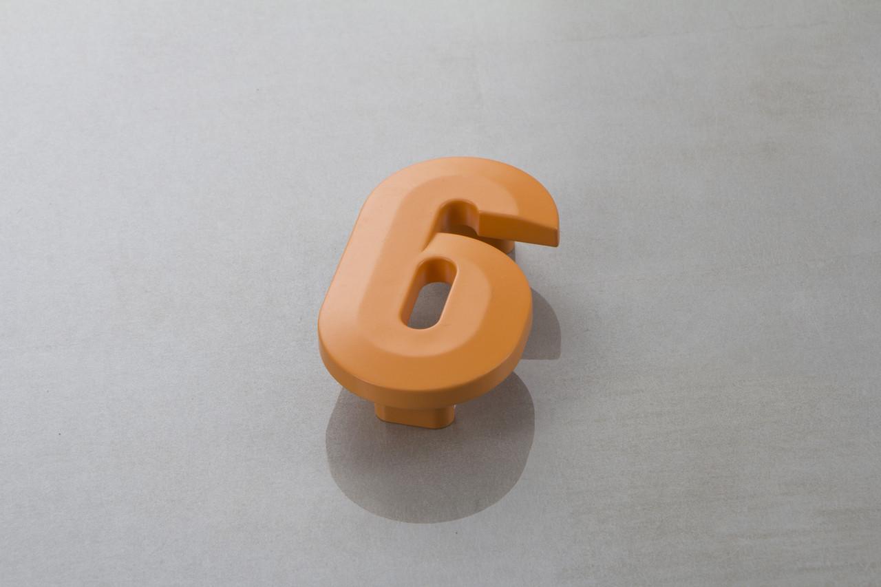 Мебельная ручка Poliplast цифра шестерка РП-6 Оранжевый глянцевый (16404)