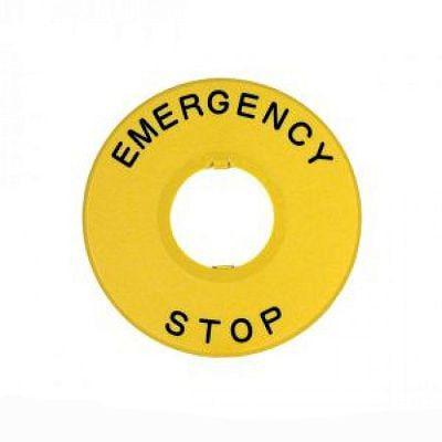 Шильдик установочный CHINT NP2-BY8330 Ø22мм EMERGENCY-STOP Ø90мм желтый для кнопок NP2 (576786)