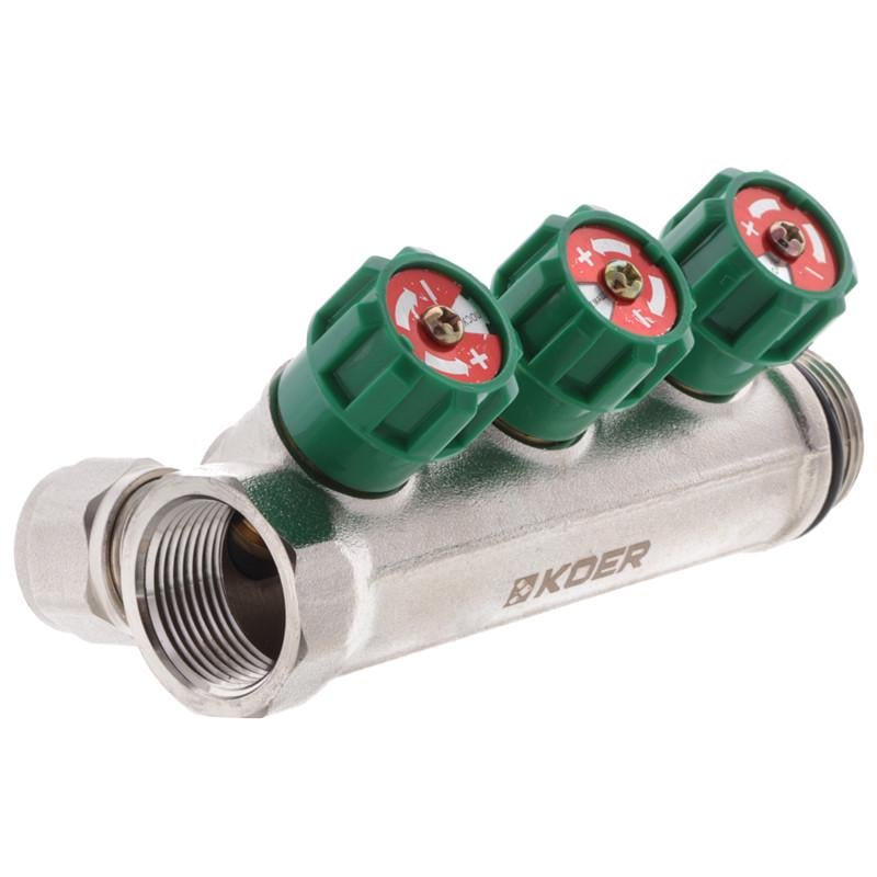 Коллектор вентильный с фитингом KOER KR.1123-3 3/4"x3 Ways (KR2830) - фото 2 Коллектор вентильный с фитингом KOER KR.1123-3 3/4"x3 Ways (KR2830) - фото 2
