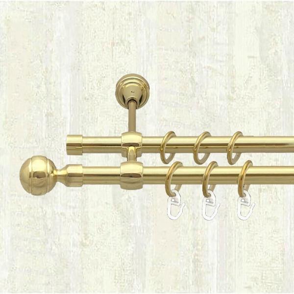 Карниз для штор Orvit Паола двухрядный 16/16 мм литой 240 см Золото (000-6701)