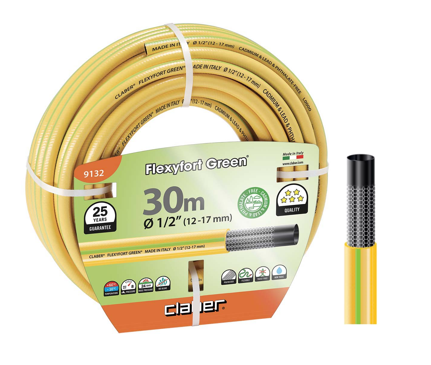 Шланг поливочный Aquapulse Claber 9132 Flexyfort 1/2" 30 м Green (81167) Шланг поливочный Aquapulse Claber 9132 Flexyfort 1/2" 30 м Green (81167)