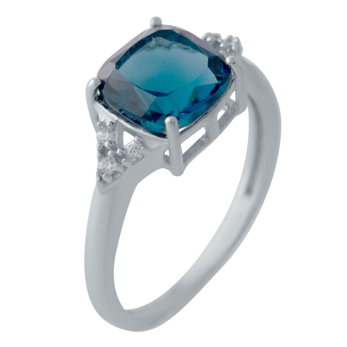 Кольцо серебряное с топазом Лондон Блю 2,11 г р. 17 (2024477)