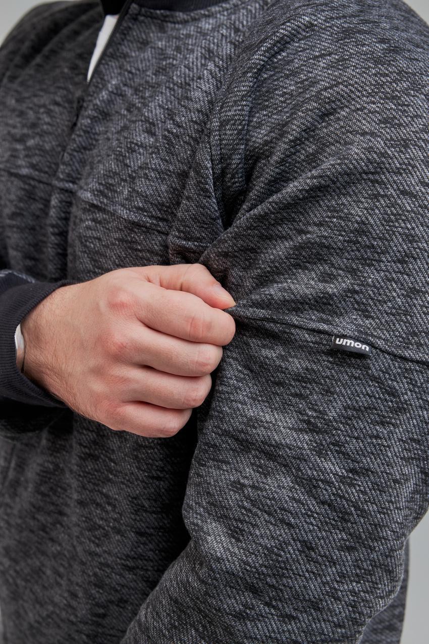 Кофта мужской М0143.4 на замке XXL Черный меланж (638-1-64) - фото 7 Кофта мужской М0143.4 на замке XXL Черный меланж (638-1-64) - фото 7