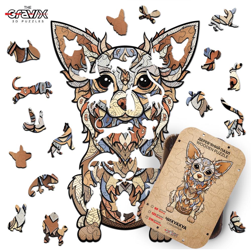 Пазл дерев'яний THEGRAVIX Чіхуахуа фігурний (28158057) - фото 2 Пазл дерев'яний THEGRAVIX Чіхуахуа фігурний (28158057) - фото 2