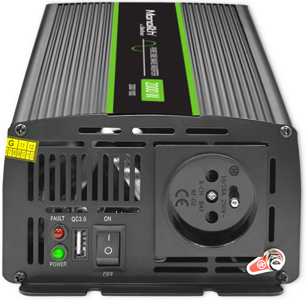 Інвертор Qoltec 24 230 із чистою синусоїдою 1000/2000 Вт (31120289) Інвертор Qoltec 24 230 із чистою синусоїдою 1000/2000 Вт (31120289)