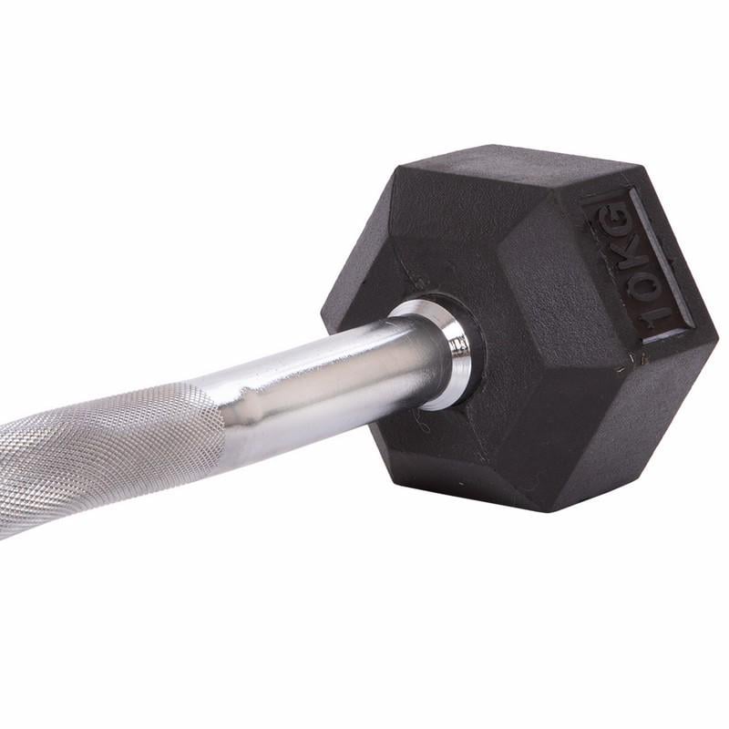 Штанга фіксована вигнута обгумована Rubber Hexagon Barbell Zelart TA-6231 10 кг Чорний (58363128) - фото 4