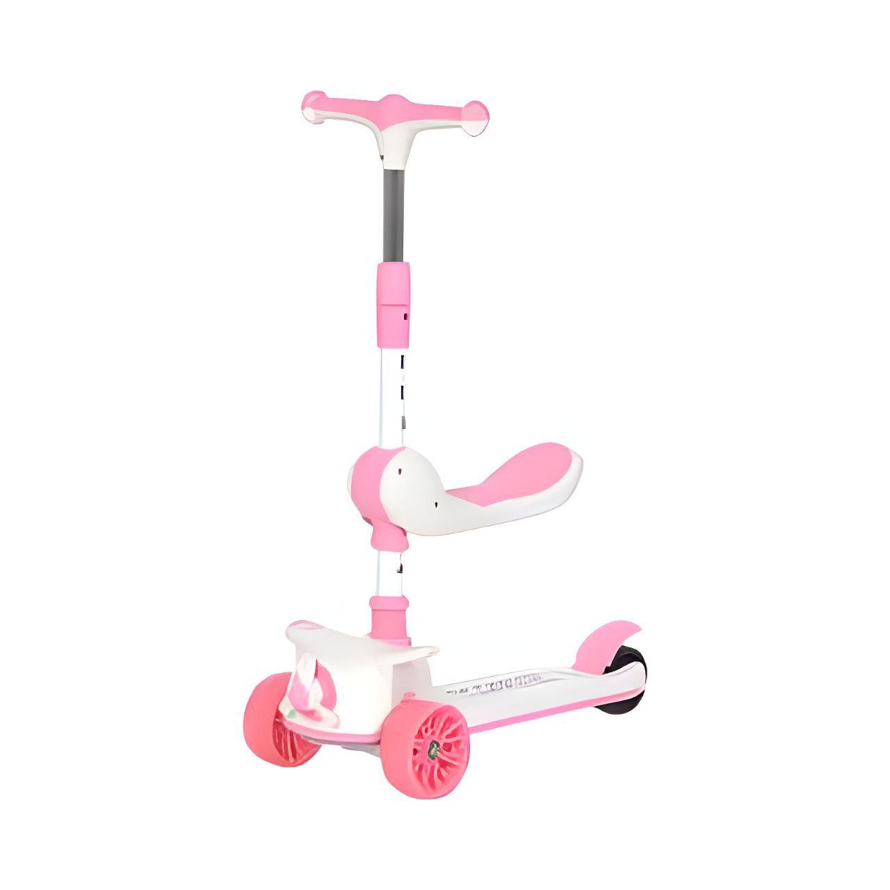Самокат JR 3-091 3в1 метал/пластик з підсвіткою і музикою Рожевий (25147813) - фото 1