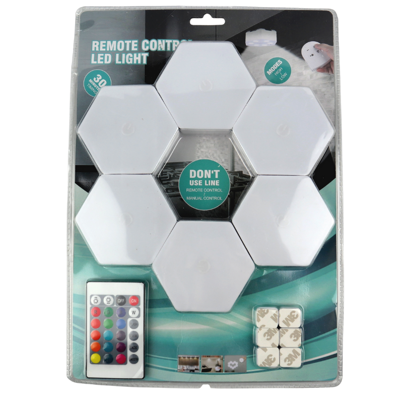 Модульная настенная лампа разноцветная с пультом Шестигранная (4123548)