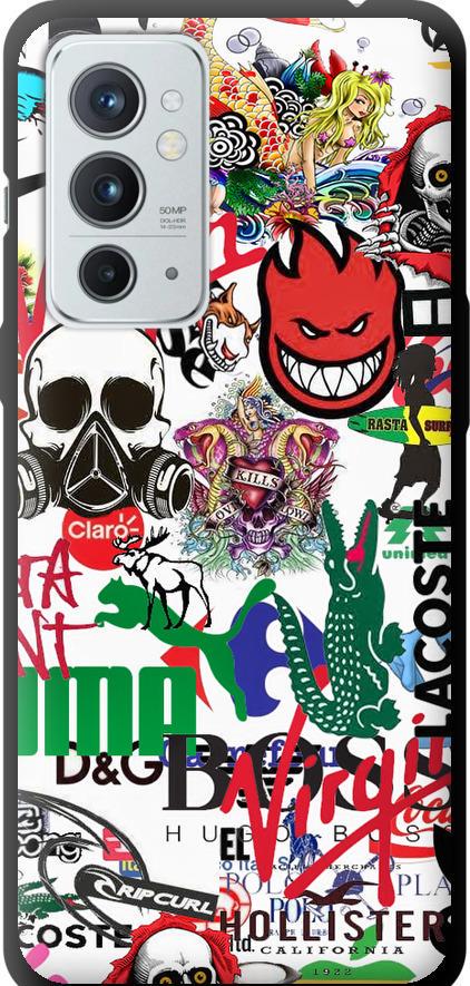 Чехол на OnePlus 9RT Many different logos (4022b-2520-42517)