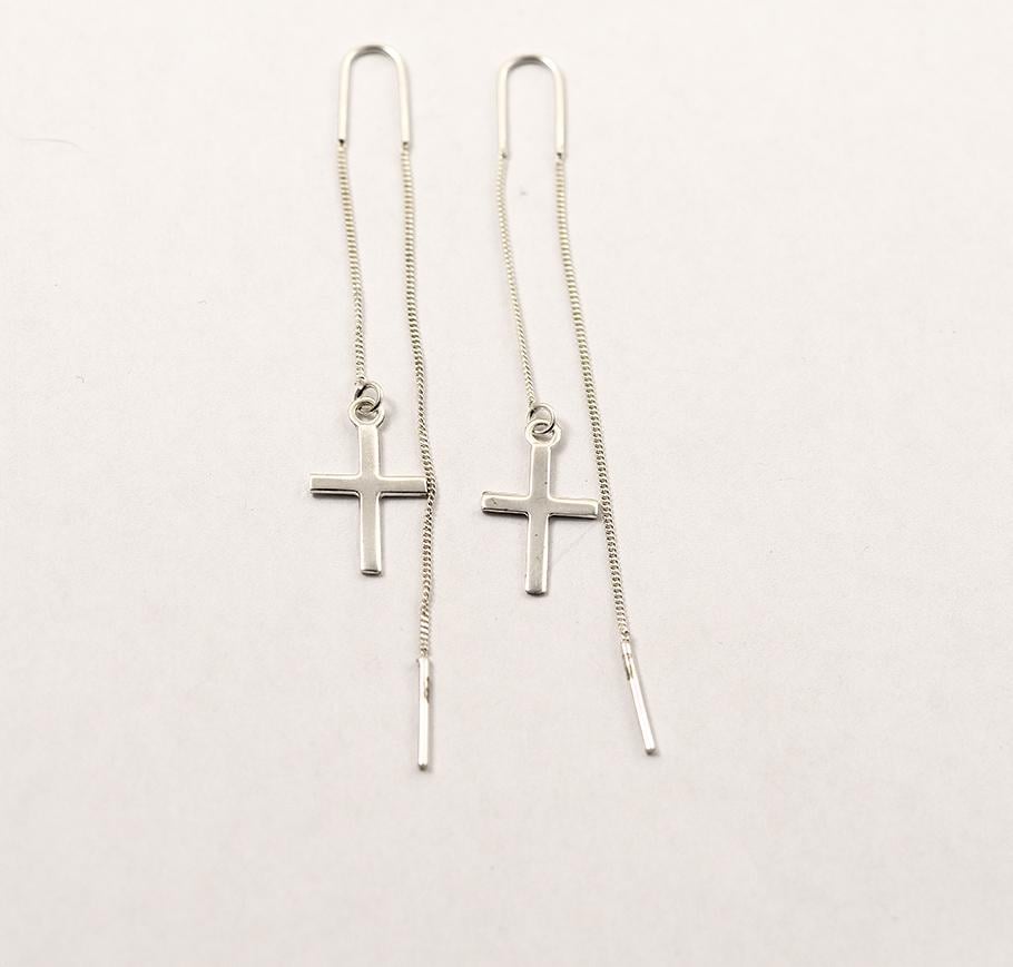 Серьги протяжки серебряные с крестиками Maxi Silver 9197 (89197)