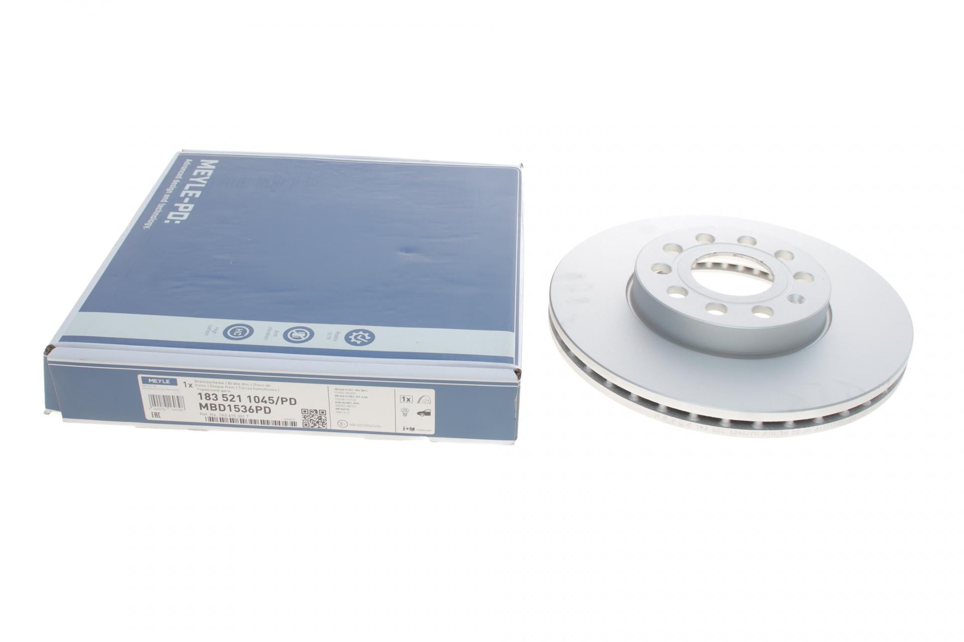 Диск тормозной передний Meyle для VW Caddy III 03-288x25 мм (183 521 1045/PD)