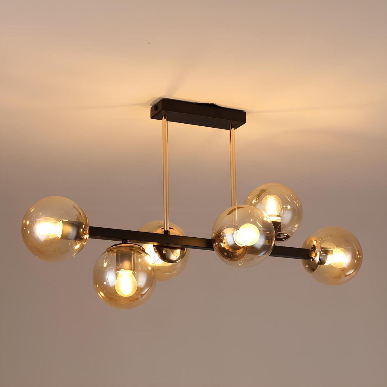 Люстра Sirius на шесть плафонов под лампу Е27 Черный/Золотой (GLX-23752-6D BK+GD)