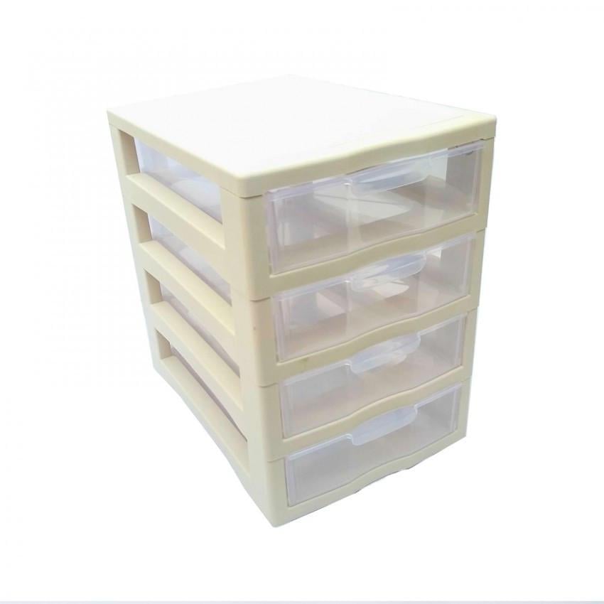 Комод пластиковий Алеана 4 яруси 27х19х27 см Біла троянда (127015)