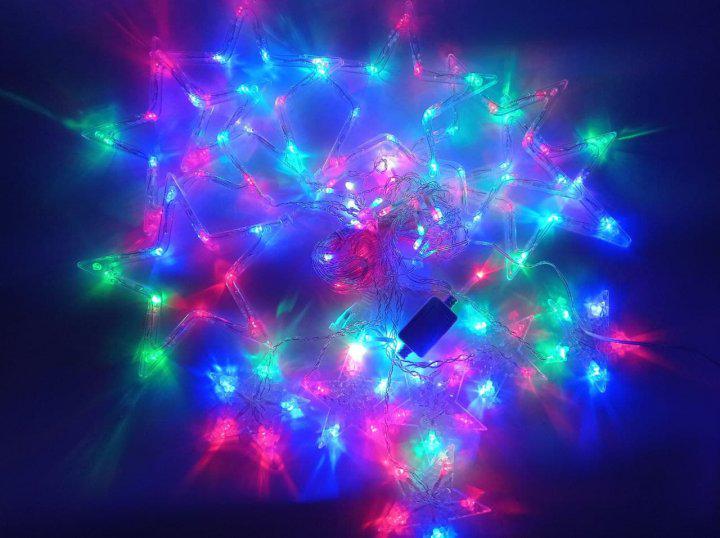 Гирлянда 120L Сосульки звезды ширина 3М разноцветное свечение 165-CL48RGB (366402) Гирлянда 120L Сосульки звезды ширина 3М разноцветное свечение 165-CL48RGB (366402)
