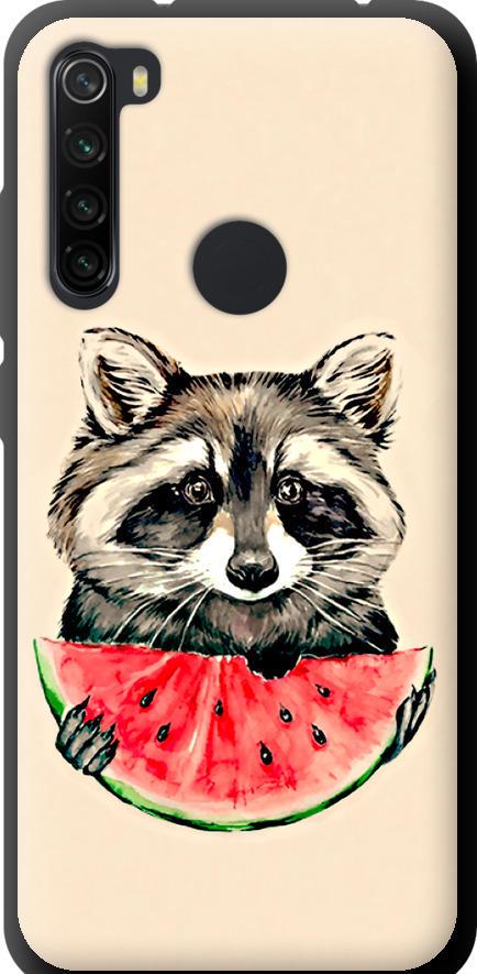 Чехол на Xiaomi Redmi Note 8 Енотик с арбузом (4605b-1787-42517)