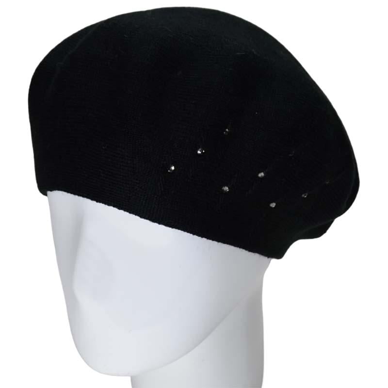 Берет жіночий Lirus Бісер подвійний тонкої в'язки Чорний (119232)