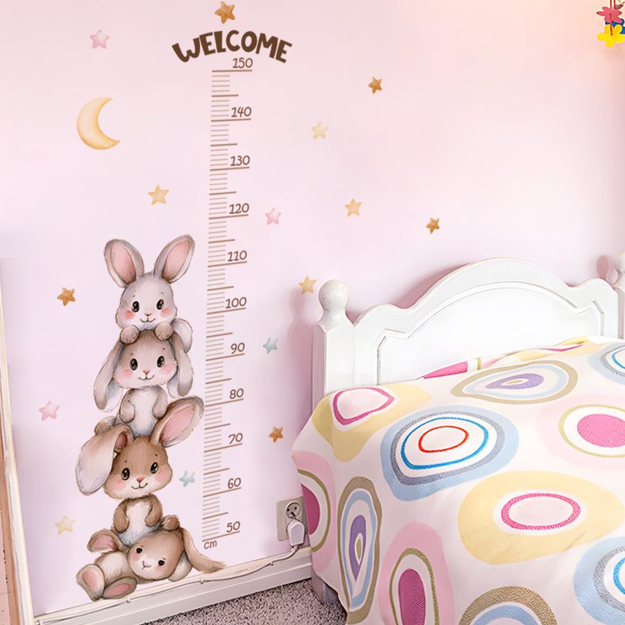 Наклейка на стену детская ростомер Зайчики 120х50 см (8995)