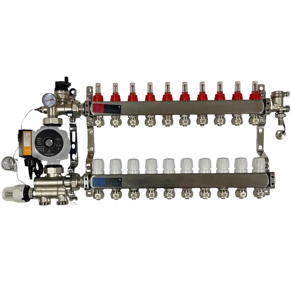 Коллектор Standard 1"-3/4" на 10 выходов/смесительная группа с насосом
