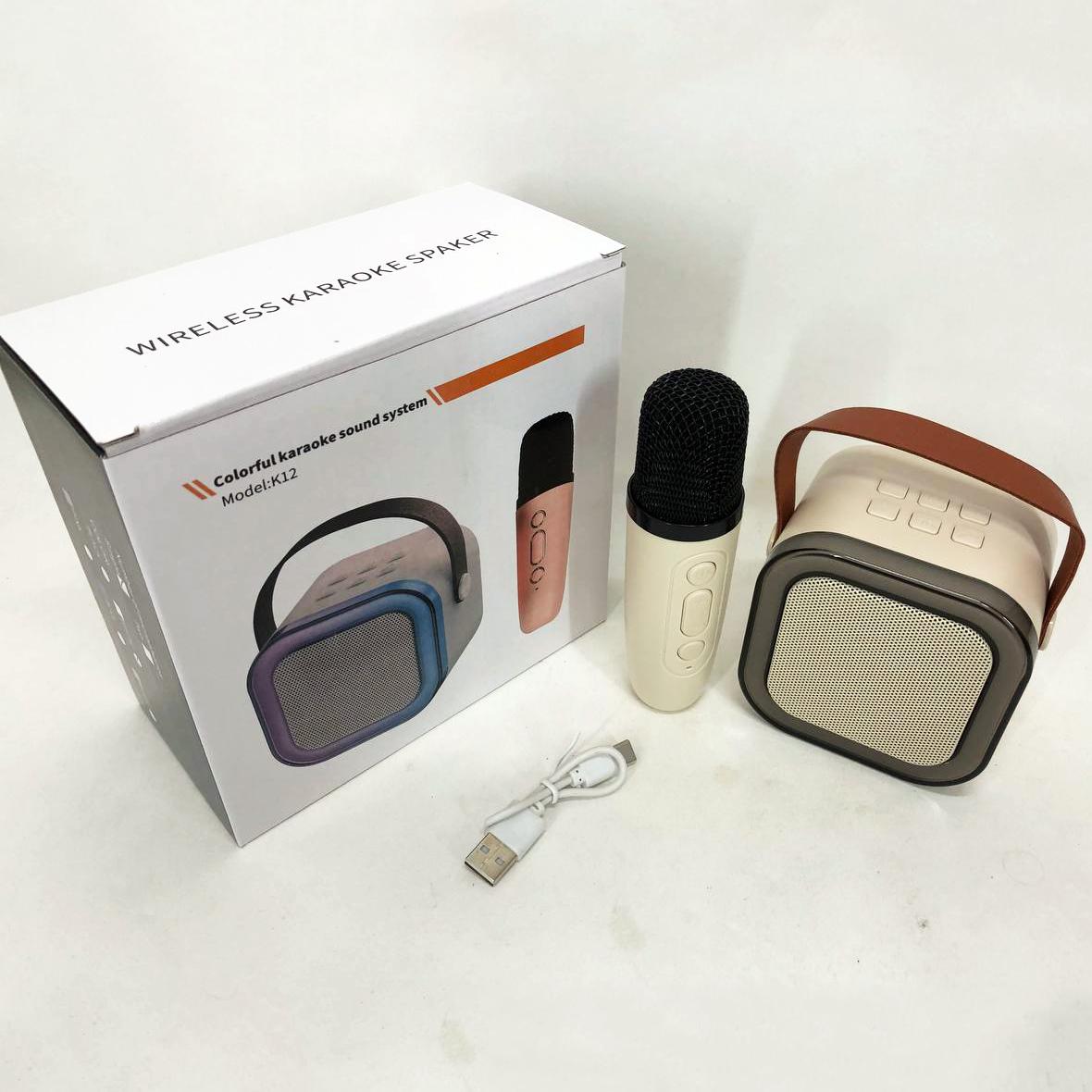 Колонка портативна з караоке мікрофоном та RGB підсвічуванням K12 10W Bluetooth Білий - фото 19 Колонка портативна з караоке мікрофоном та RGB підсвічуванням K12 10W Bluetooth Білий - фото 19