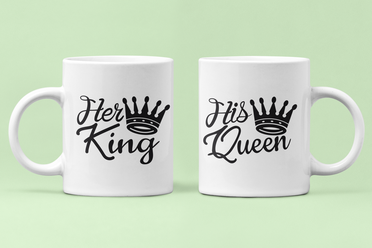 Чашки парные "Her King His Queen" для влюбленных 330 мл Белый (ВЛ49Ч)