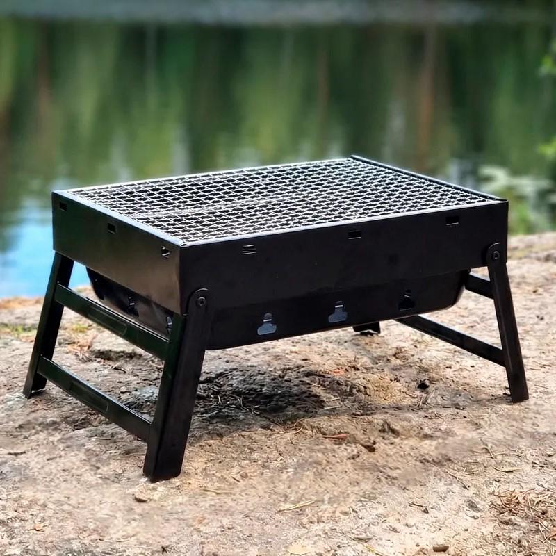 Мангал-барбекю складной с решеткой для дачи/природы/кемпинга 43х29 см 20 л.