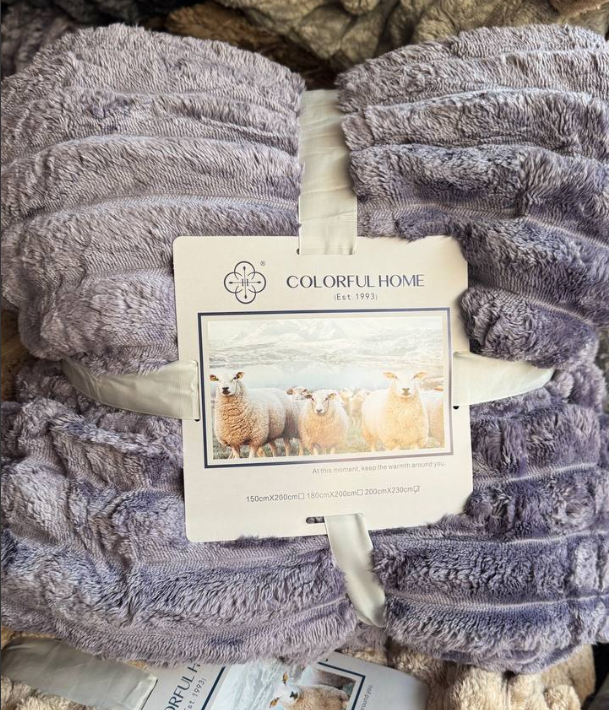 Покрывало двухстороннее на овчине 200х220 см Фиолетовый - фото 1