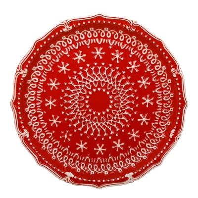 Блюдо керамическое Пряниковая снежинка 28 см Красный (33815)