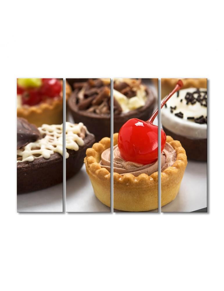 Картина модульная Пироженко с вишенкой 4 модуля 120x180 см