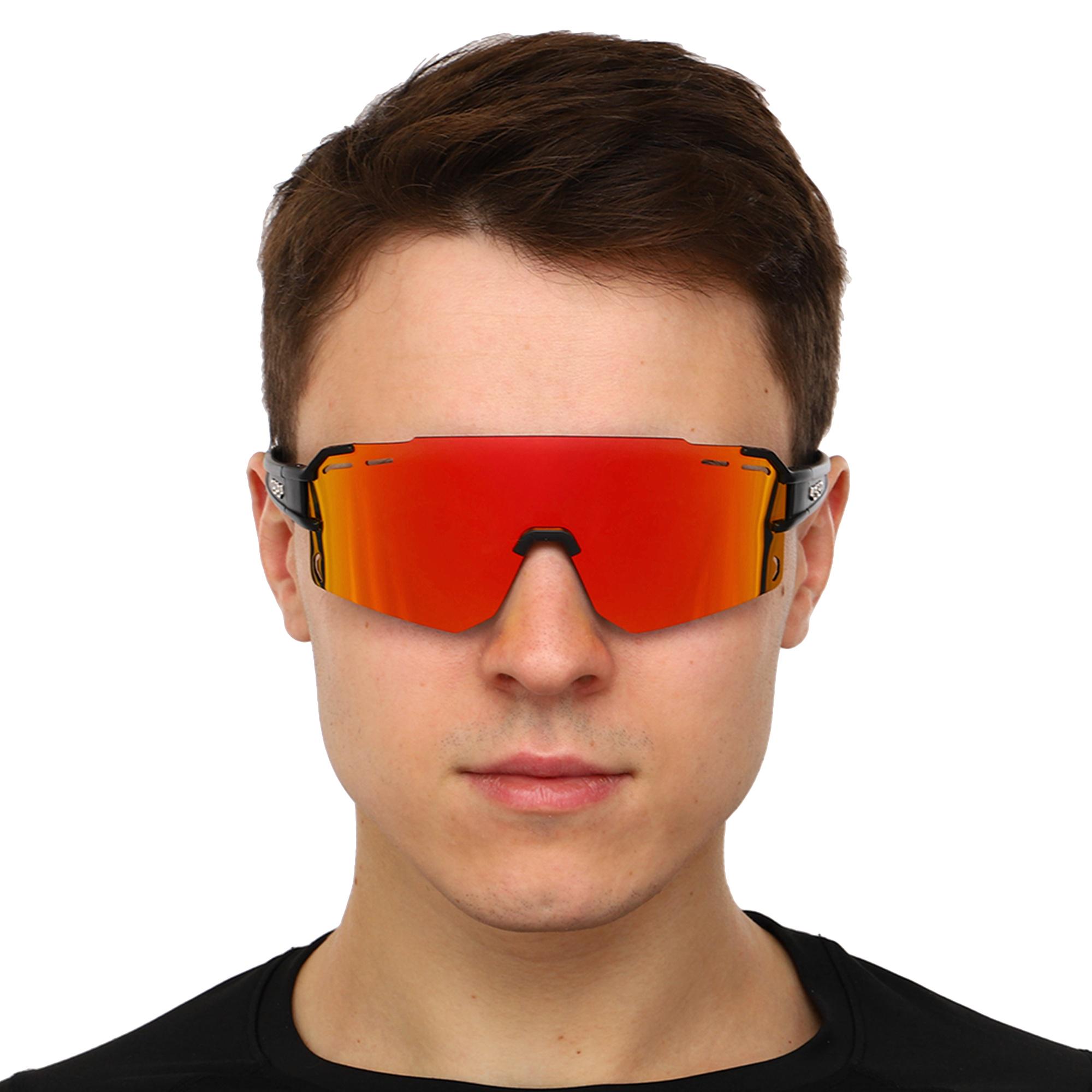 Очки спортивные солнцезащитные JHUA зеркальные Черный/Красный (JH-131-3) - фото 2