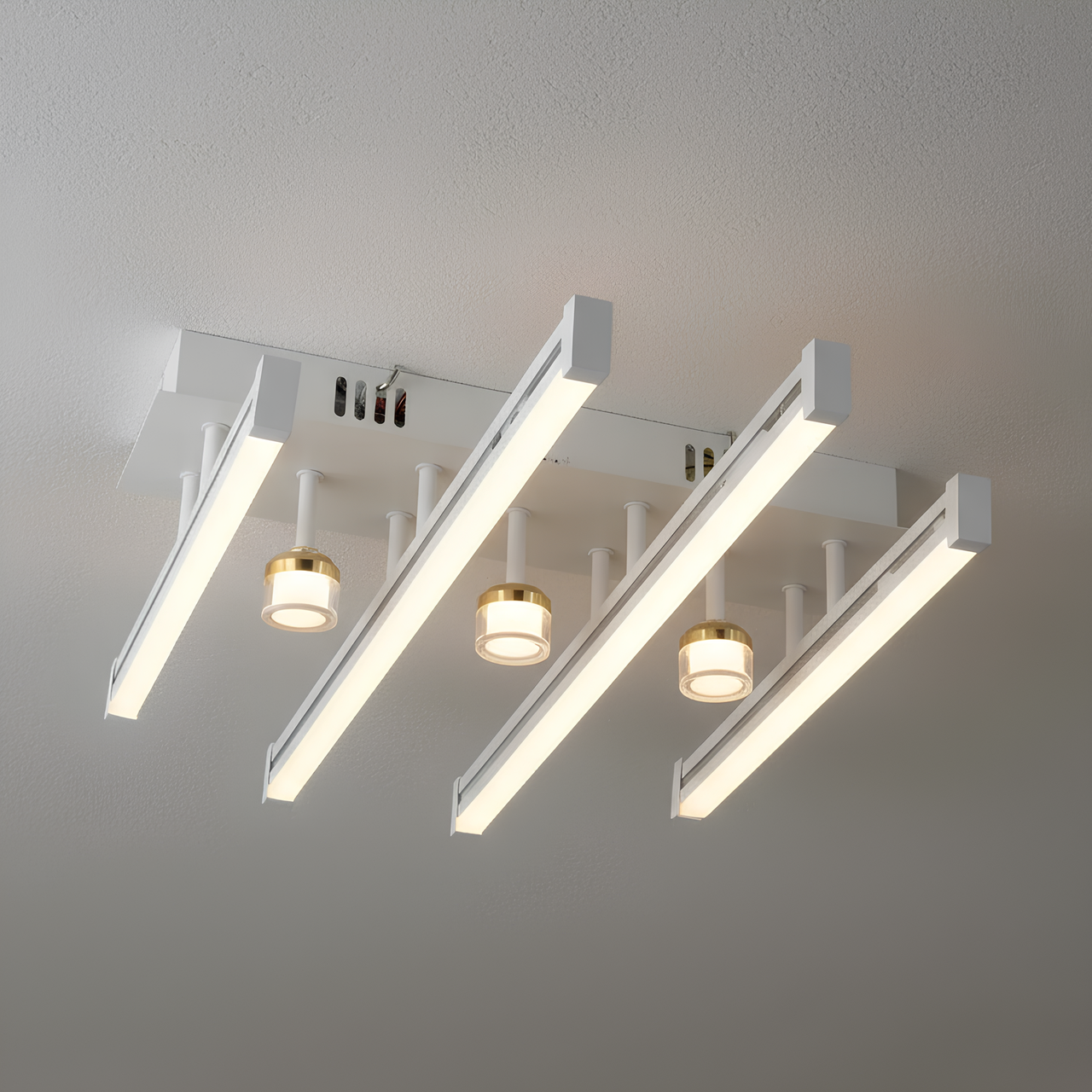 Люстра светодиодная Sirius 46W с линейными рассеивателями 3000K/6500K Белый/Хром (B YH1311/4+3 WT+CH)