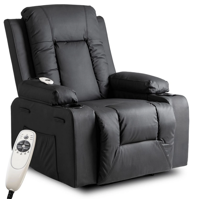 Кресло мягкое Mebel Elite BOX раскладное массажное с реклайнером Черный (ME.BOX/CZ/E/FW)