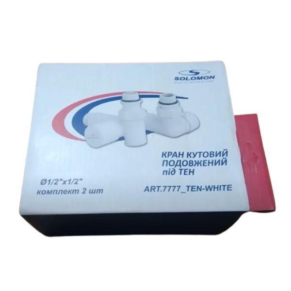 Набор угловых кранов Solomon TEN 7777 1/2" с американкой White - фото 5 Набор угловых кранов Solomon TEN 7777 1/2" с американкой White - фото 5