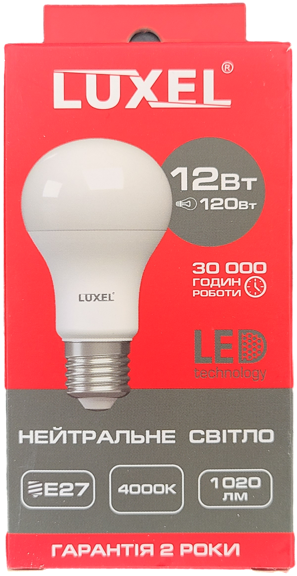 Светодиодная лампа LUXEL A60 E27 12W 220V 4000k (1971326200) - фото 2