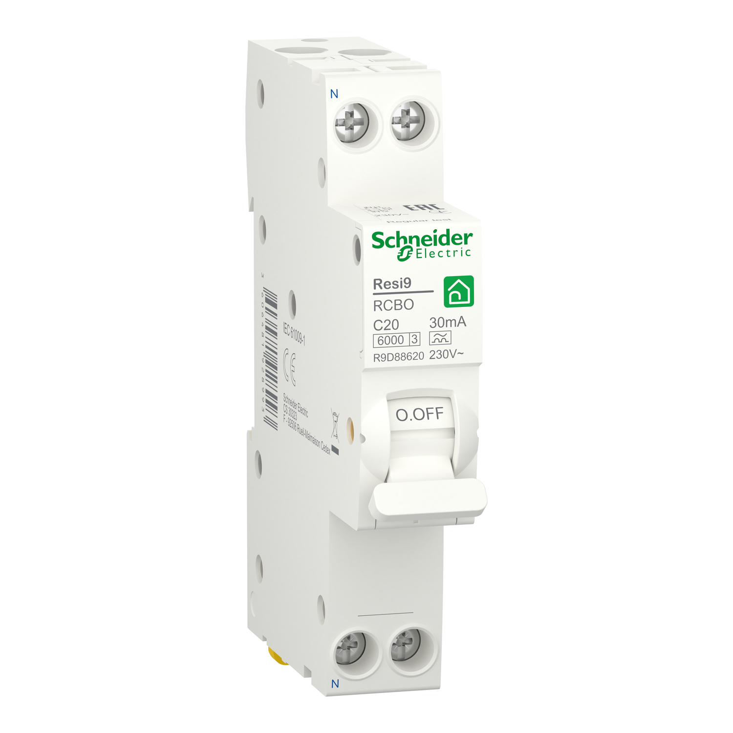 Автомат дифференциальный Schneider Electric 1мод 1Р+N 16А 30mА 6kA C Resi9 А (R9D88620)