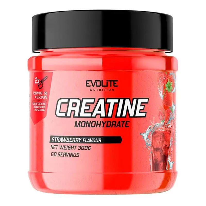 Креатин моногідрат Evolite Nutrition Creatine Monohydrate Полуниця 300 г (23247-01)