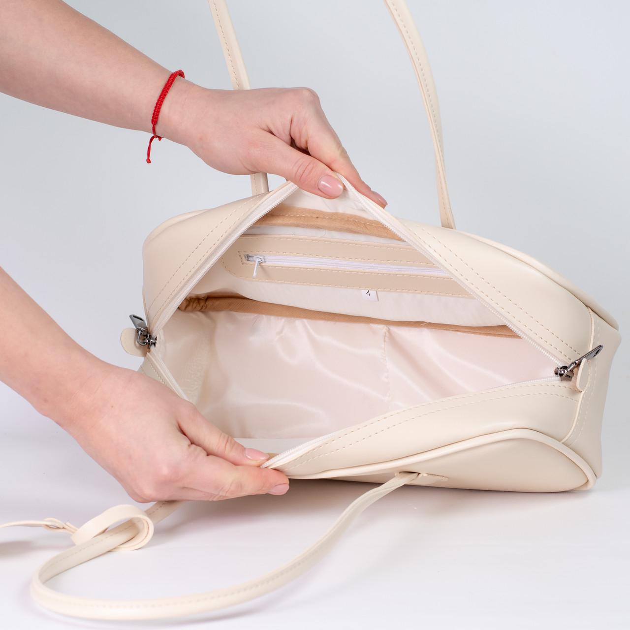 Сумка жіноча багет з екошкіри XENIA № 01-25 Молочний - фото 4 Сумка жіноча багет з екошкіри XENIA № 01-25 Молочний - фото 4