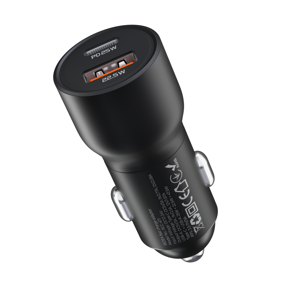 Зарядний пристрій автомобільний Ridea RCC-30110 QPow 1USB/1USB-C PD/QC 30W (28089359) - фото 4 Зарядний пристрій автомобільний Ridea RCC-30110 QPow 1USB/1USB-C PD/QC 30W (28089359) - фото 4