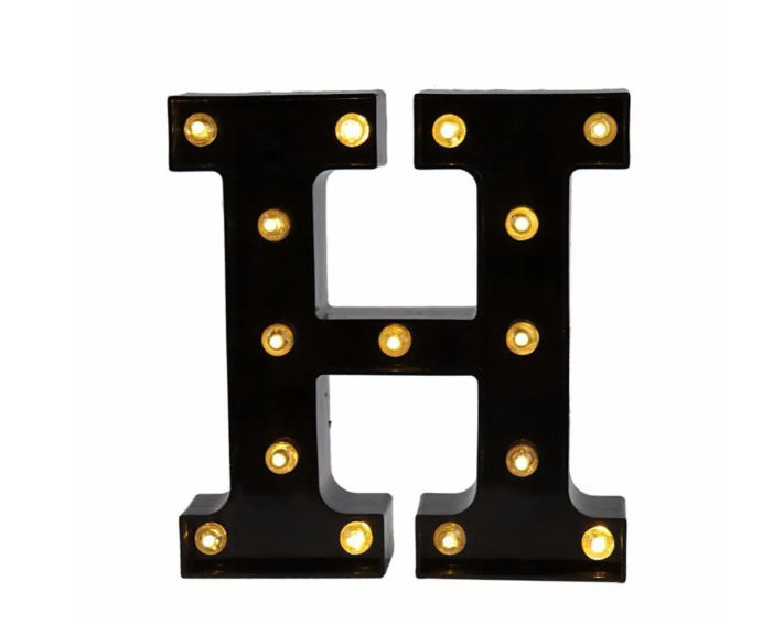 Літера з підсвіткою H об'ємна маленька 22x20 см Чорний (Ч1248) Літера з підсвіткою H об'ємна маленька 22x20 см Чорний (Ч1248)