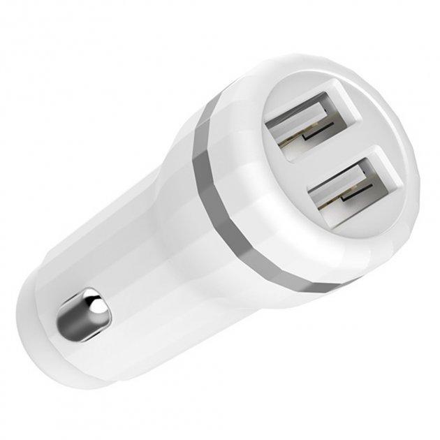 Автомобільний зарядний пристрій Hoco Z27 2.4A 2 USB lightning 1 м Білий