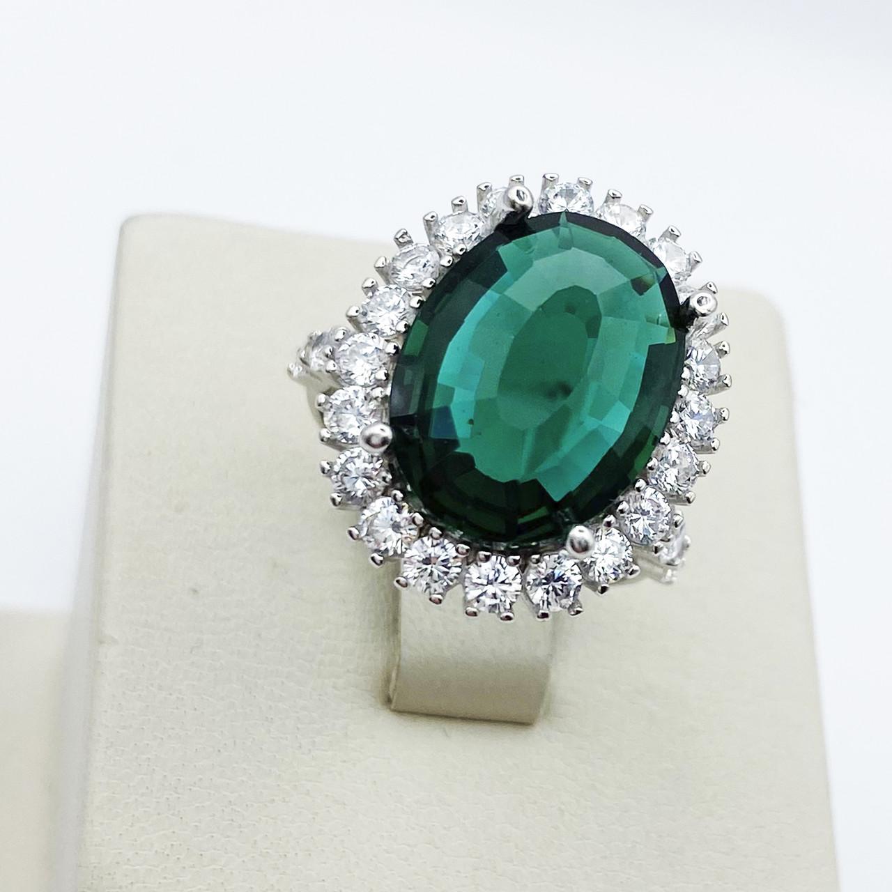 Кольцо серебряное с зеленым кварцем р. 18 6,57 г (1883384716)