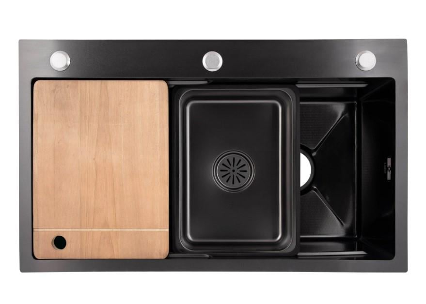 Мойка для кухни встроенная Lidz Handmade H7545B Decor Honeycomb 3,0/1,0 мм Black PVD (LDH7545BDECPVD48373)